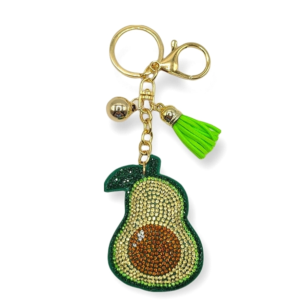 Avocado Plush Rhinestone Keychain - Picture 1 of 3